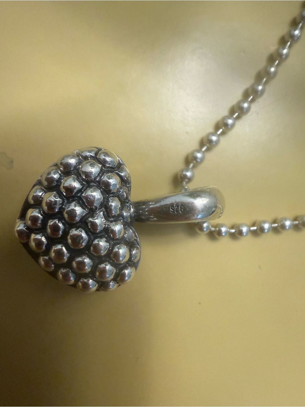 LAGOS Silver Beaded Heart Pendant Necklace